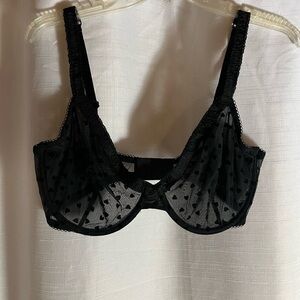 Victoria's Secret Black Sheer Polka Dot Bra